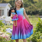Bow Dream Girl Dress and Matching American Girl Doll Clothes Accessories Rainbow Mermaid Unicorn Size 120