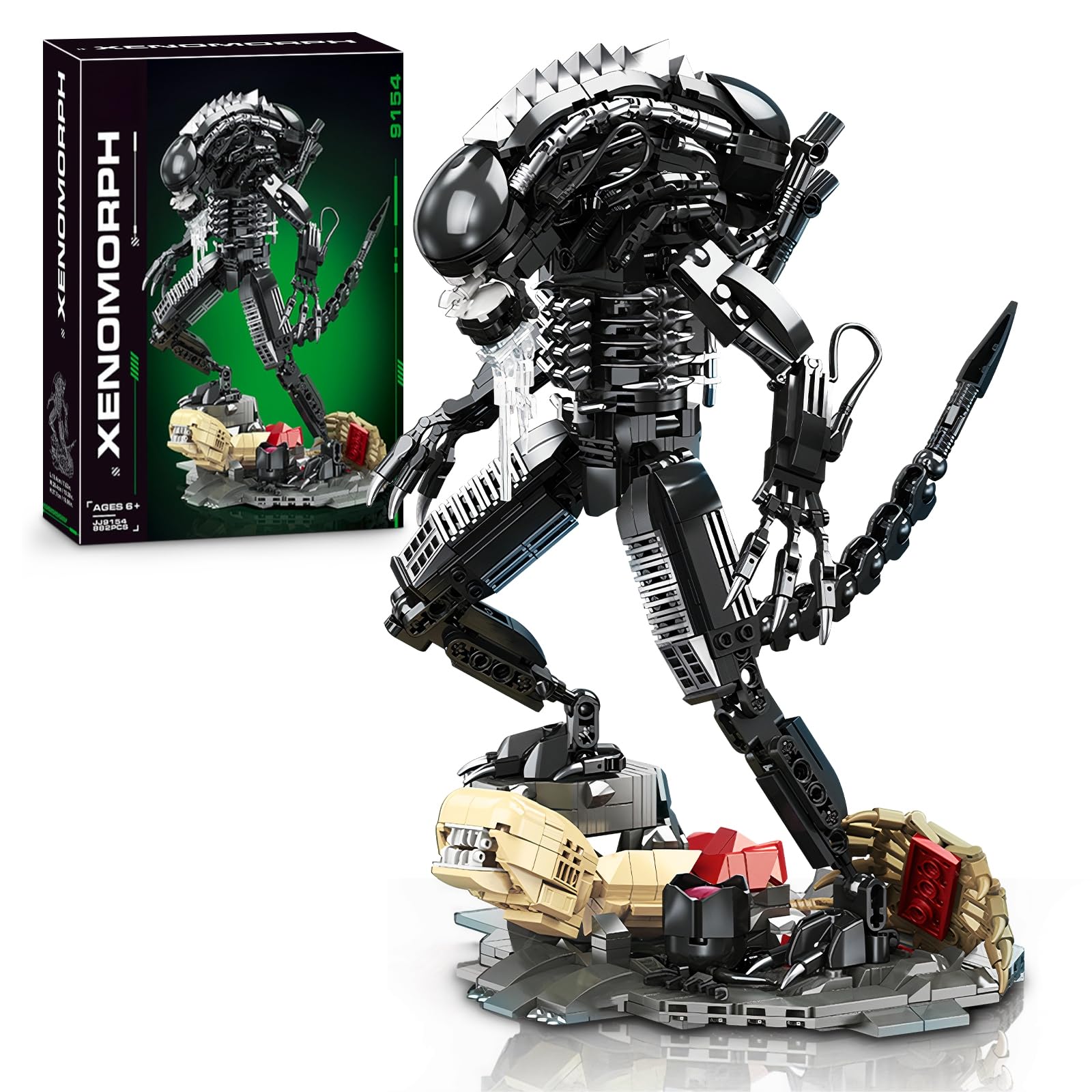 HIGH GODO Alien Mech Xenomorph Warrior Building Sets for mature-themed  Horror Action Figure Toy with Base Gifts for Boys Aged 8-14  Perfect for Birthdays Christmases Halloweens  882 Pieces