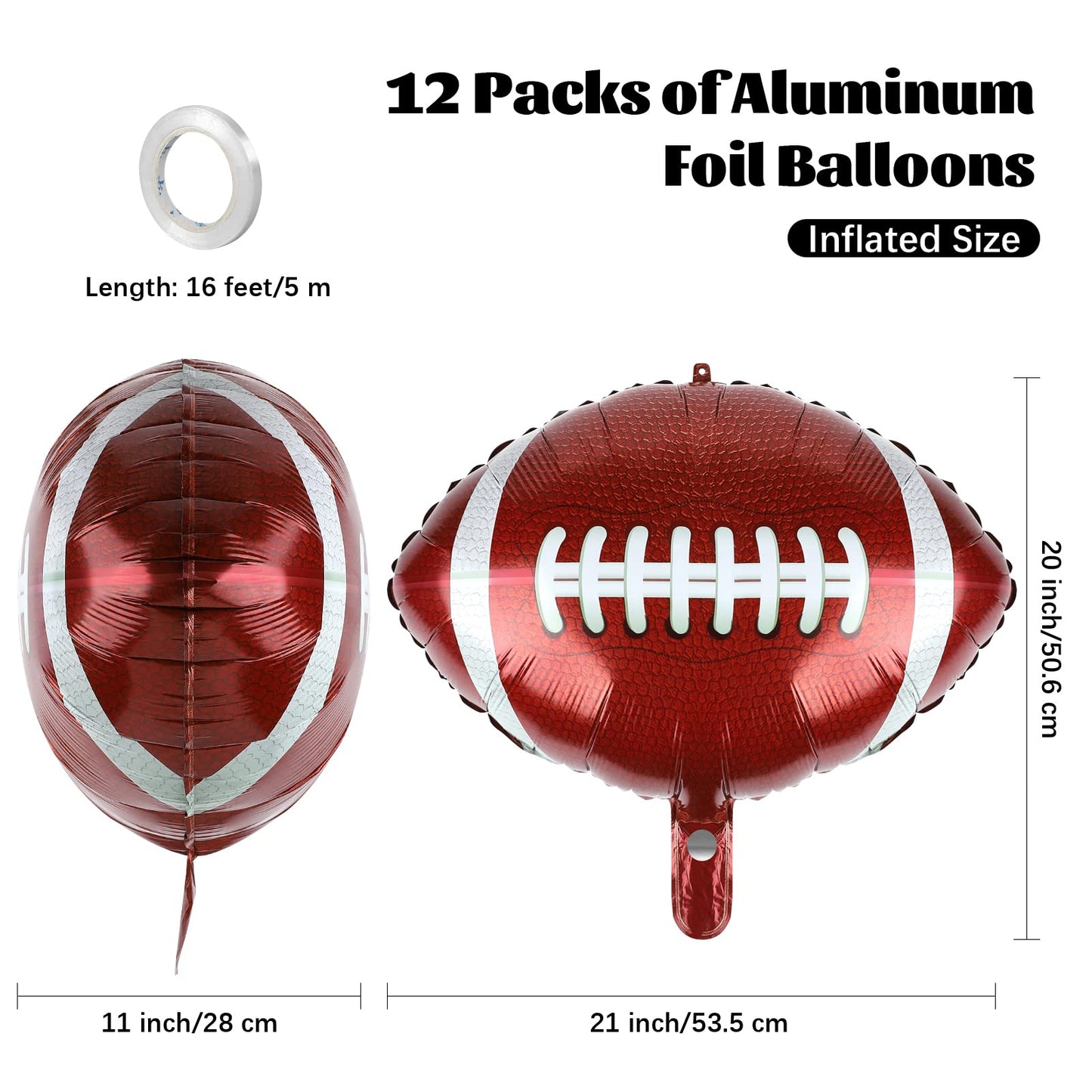 Durony 12 Pieces 18 Inches Football Balloons Football Themed Party Decorations Foil Mylar Rugby Ball Balloons For Birthday Sport