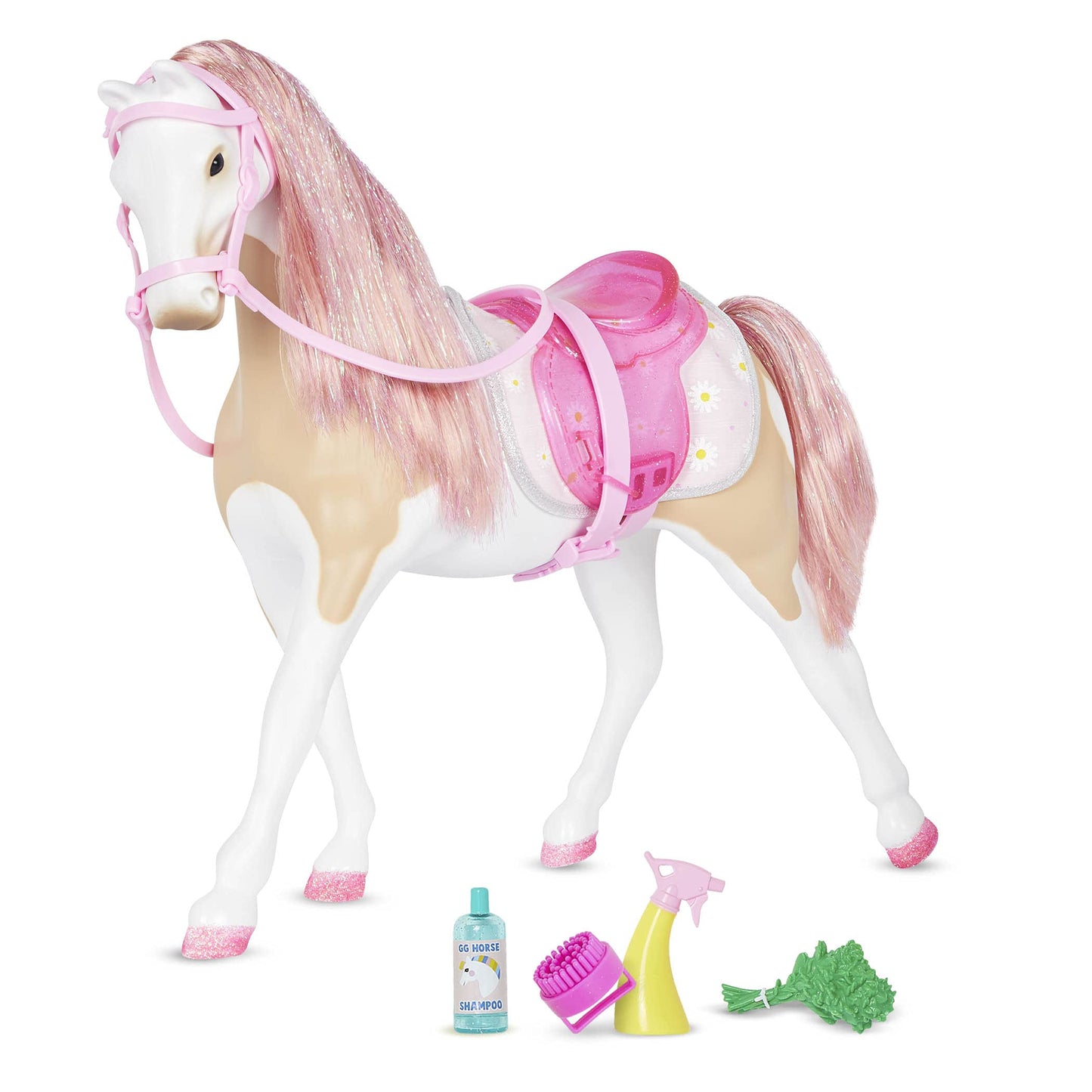 Glitter Girls Bonnie 14-inch Horse - Pink Mane & Tail, Removable Saddle, Floral Blanket, Grooming Accessories - GG58011C1Z