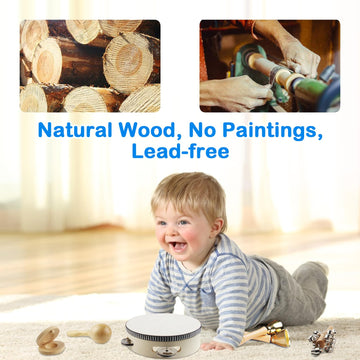 Chriffer Kids Musical Instruments Toys, Percussion Instruments Set With Storage Bag, Preschool Educational Music Toys For Boys Girls, Natural Eco-Friendly Wooden Music Set (10Pcs)