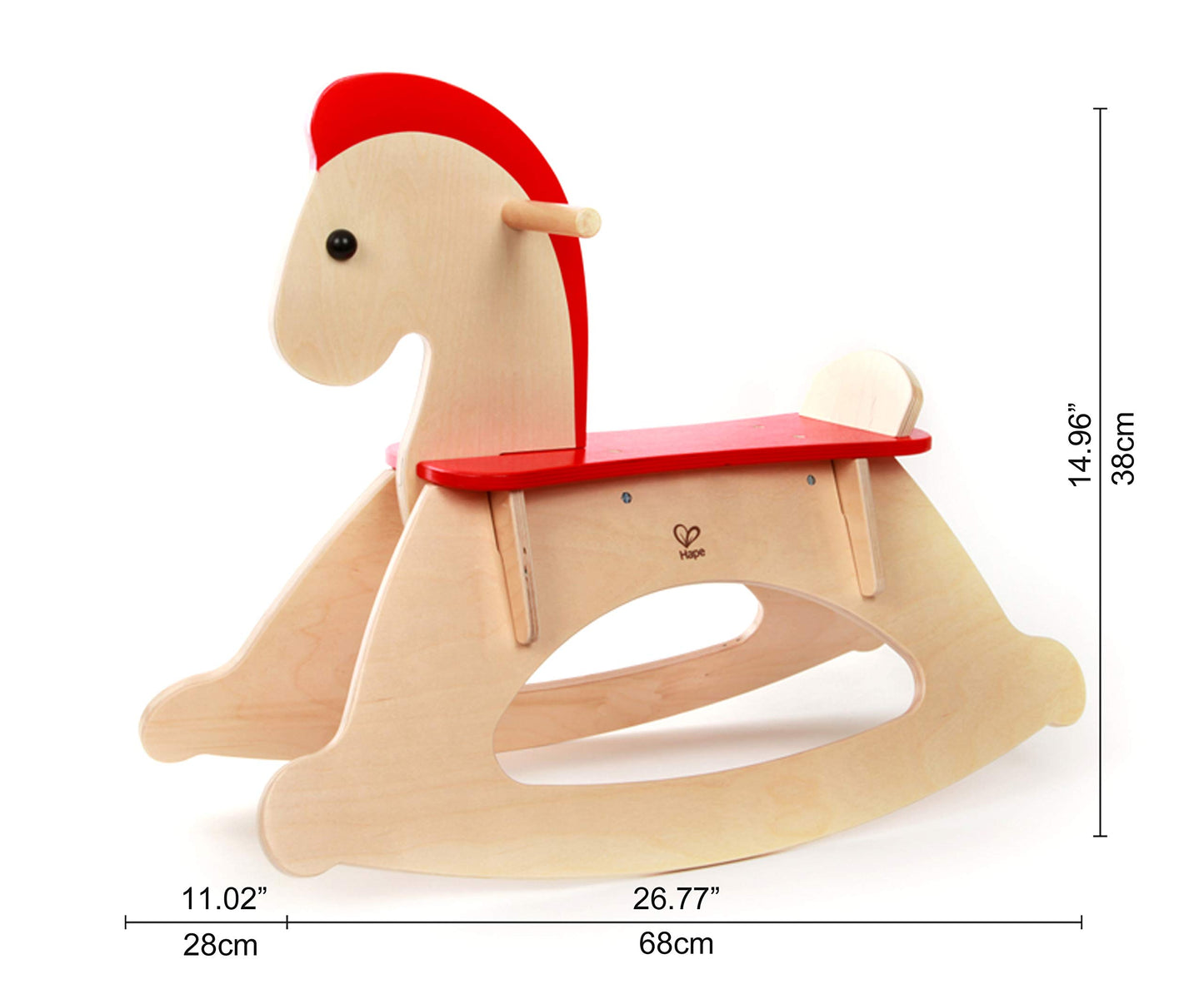 Hape Rock And Ride Kid'S Wooden Rocking Horse, Beige, L: 26.6, W: 11.1, H: 20.6 Inch