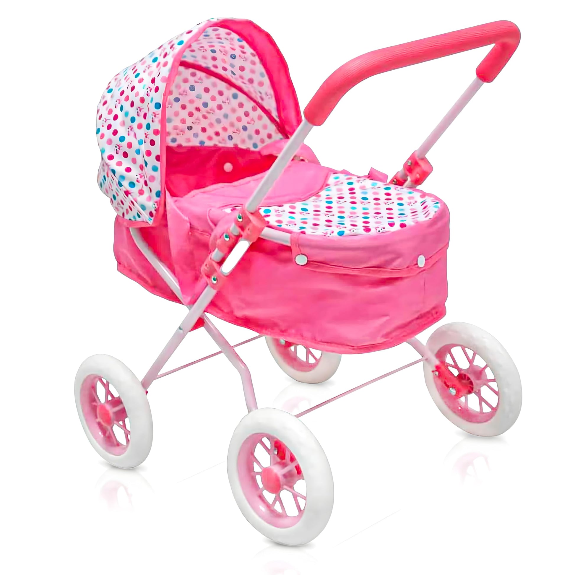 Kookamunga Kids Baby Doll Stroller Pram - Realistic Toy Baby Stroller For Dolls - 2 In 1 Toy Play Pram Doll Carriage With Remova