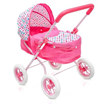 Kookamunga Kids Baby Doll Stroller Pram - Realistic Toy Baby Stroller For Dolls - 2 In 1 Toy Play Pram Doll Carriage With Remova