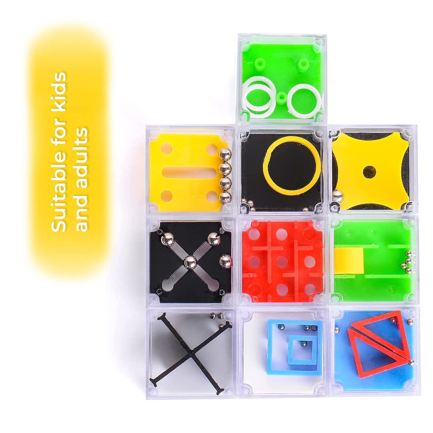 Magicat enhanced IQ Balance Puzzle Set I 10 Teaser Puzzle Cubes I Balance 3D Maze Box I Puzzles Party Favor I Brain Games Puzzles for Kids Ages 8-10 I Prize Box Toys for Kids Classroom I Puzzle Box