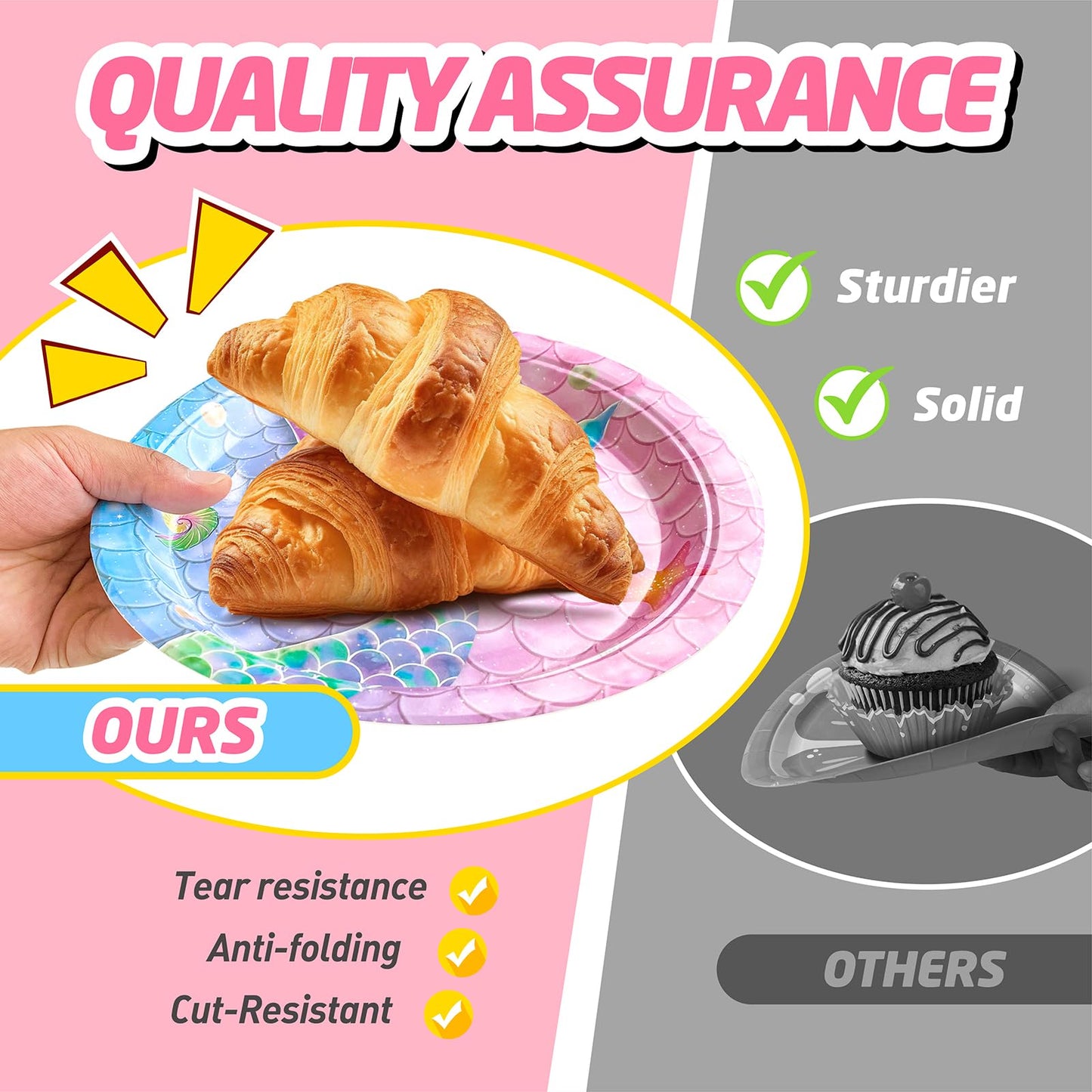 146Pcs Mermaid Plates and Napkins Mermaid Party Supplies Includes Plates, Napkin, Fork, Cup, Straw, Tablecloth, Banner for Baby