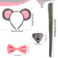 Sgbetter 8 Pcs Mouse Costume Mouse Ears Headband Nose Tail Gloves Bow Tie Grey Mouse Animal Accessories For Girls Women Hallowee
