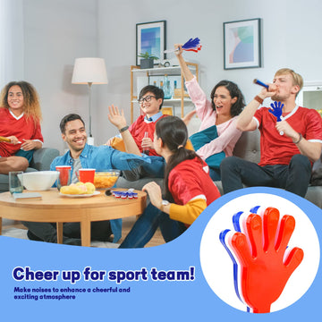 Zcysrlqin 24 Pcs Red/White/Blue Hand Clappers 7.5 Inch Noise Makers Plastic Clapping Hands Noisemakers Patriotic Parties, Sporti