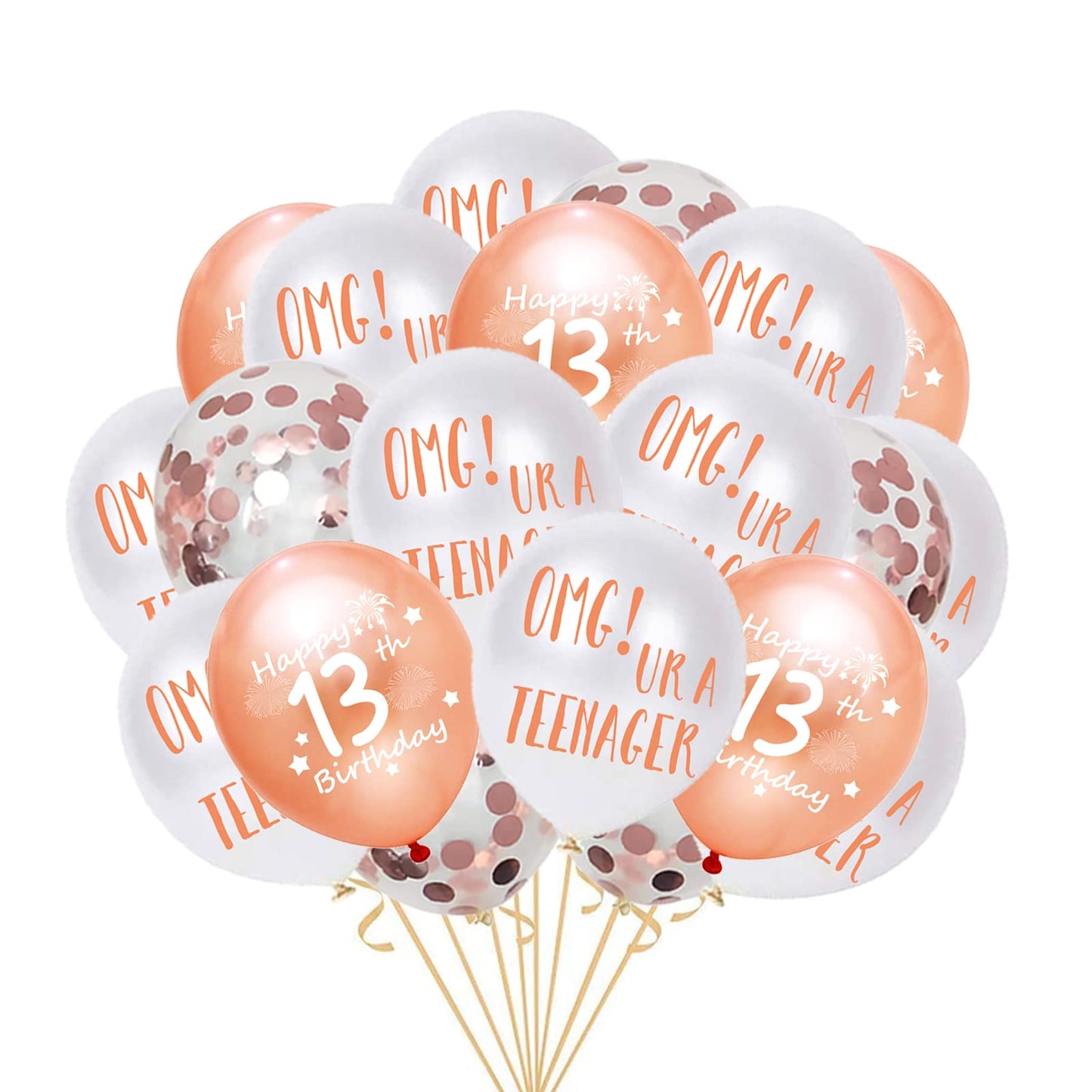 13Th Birthday Balloons, Omg Ur A Teenager Balloons Happy 13Th Birthday Latex Confetti Balloon Ribbons For Girls 13Th Teenager Bi