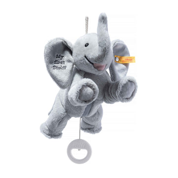 Steiff Ellie Elephant Musical Pull Toy 10 Inch Light Grey, Peaceful Lullaby, Plush Elefant, Cuddly Soft Plush, Machine Washable