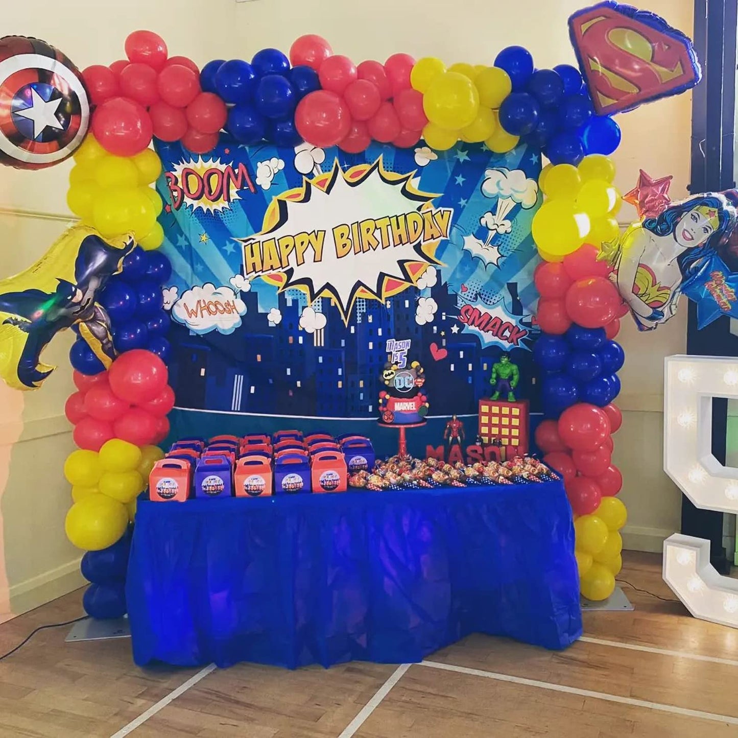 Superhero Theme Balloons Garland Kit With Red Yellow Blue Green Black Balloons For Kids Avenger Iron Spide Man Birthday Party Favor Supplies