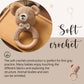 Wooden Baby Rattle Crochet Bunny and Lion Baby Toys Handmade Newborn Toy Early Development Grips Stuffed Animal Organic Rattle (