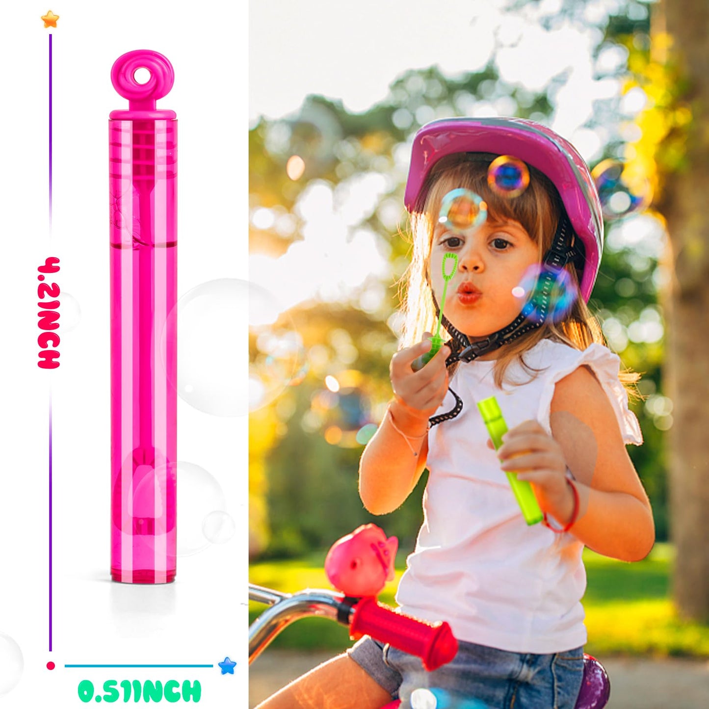 Lerbao 200Pcs 20Colors Circle Mini Bubble Wands,Bulk Bubbles Wand,For Kids Party Favors,Birthday,Beach, Outdoor, Garden, Classro