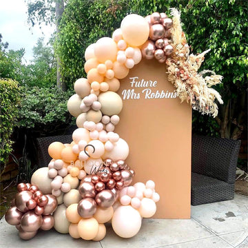 Double Stuffed Nude Balloon Garland Kit, 109 Pcs Beige Nude Balloon Arch Kit With Metallic Rose Gold Balloons, Boho Neutral Ball