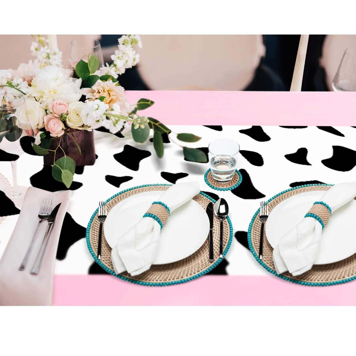 Oudain 54 X 108 Inch Cow Table Cloths For Party Cow Tablecloth Paisley Table Runner Table Cover Rectangular Birthday Party Decor
