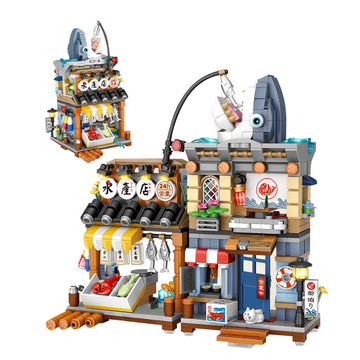 Elaicree Japanese Street View Shop Building Blocks House Toy, New 4 Models Mini Diy Building Blocks Model Moc Construction Toy, Gift For 6-12 Years Old Kid Girls And Boys