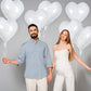 12 Pcs White Heart Balloons,18 Inch Heart Foil Balloons Love Balloons Valentine Balloons For Birthday Party Wedding Engagement P