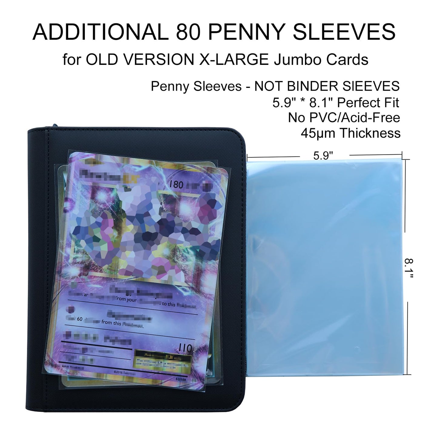 Rayvol Jumbo Card Binder Size Xl, Fits 80 Xl Jumbo Cards -Includes 80 Sized Xl Penny Sleeves, Ringless Jumbo Card Binder For Ove