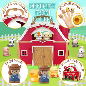 Toddler Toys For 1 2 3 Years Old Boys And Girls, Big Barn Toy With Farm Animal, Toddler Educational Montessori Toys, Farm Pretend Playset Toy, Christmas Birthday Gift For Toddler Baby Boys Girls