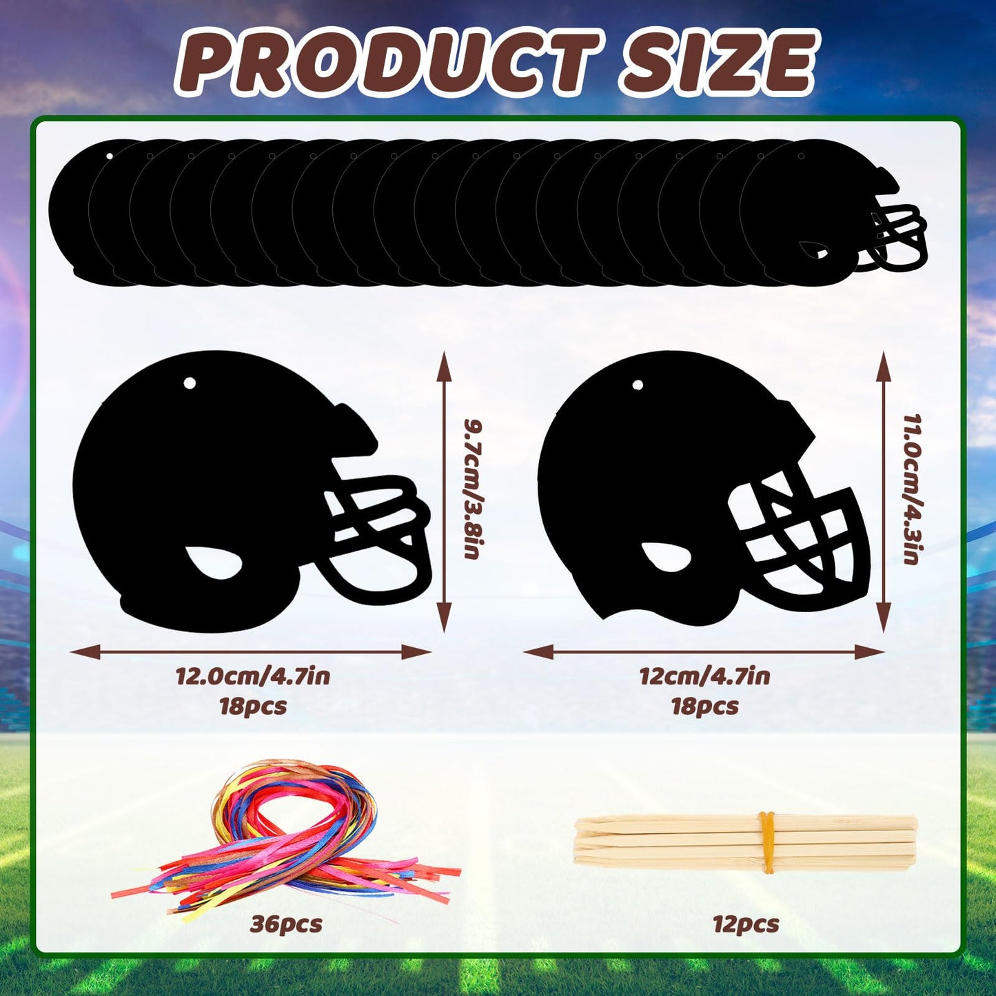 JULMELON 36 PCS Football Crafts for Kids, Rainbow Scratch Paper Art for Kids Football Party Favors Football Helmet Scratch Off C