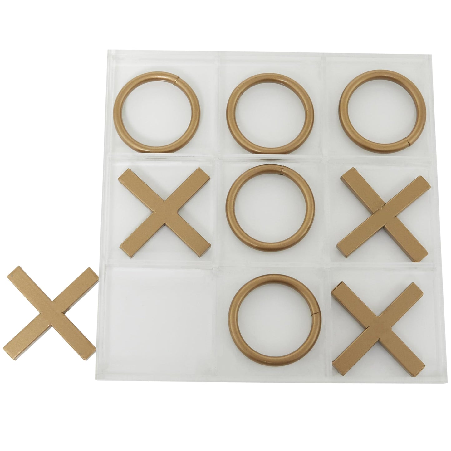 Deco 79 Metal Tic Tac Toe Game Set With Gold Pieces, 12' X 1' X 12', Gold