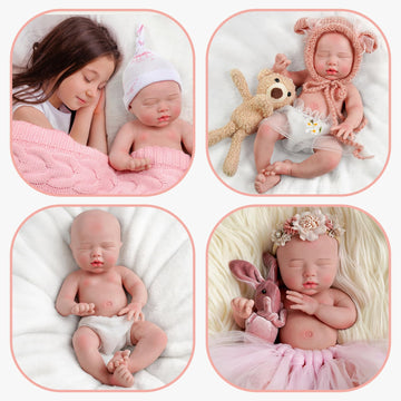 Babeside Lifelike Reborn Baby Dolls Silicone Full Body - Girl 12 Inch - Soft Body Flexible Limbs Realistic Real Life Baby Dolls With Accessories For 3+ Years Old Girls Boys Gift