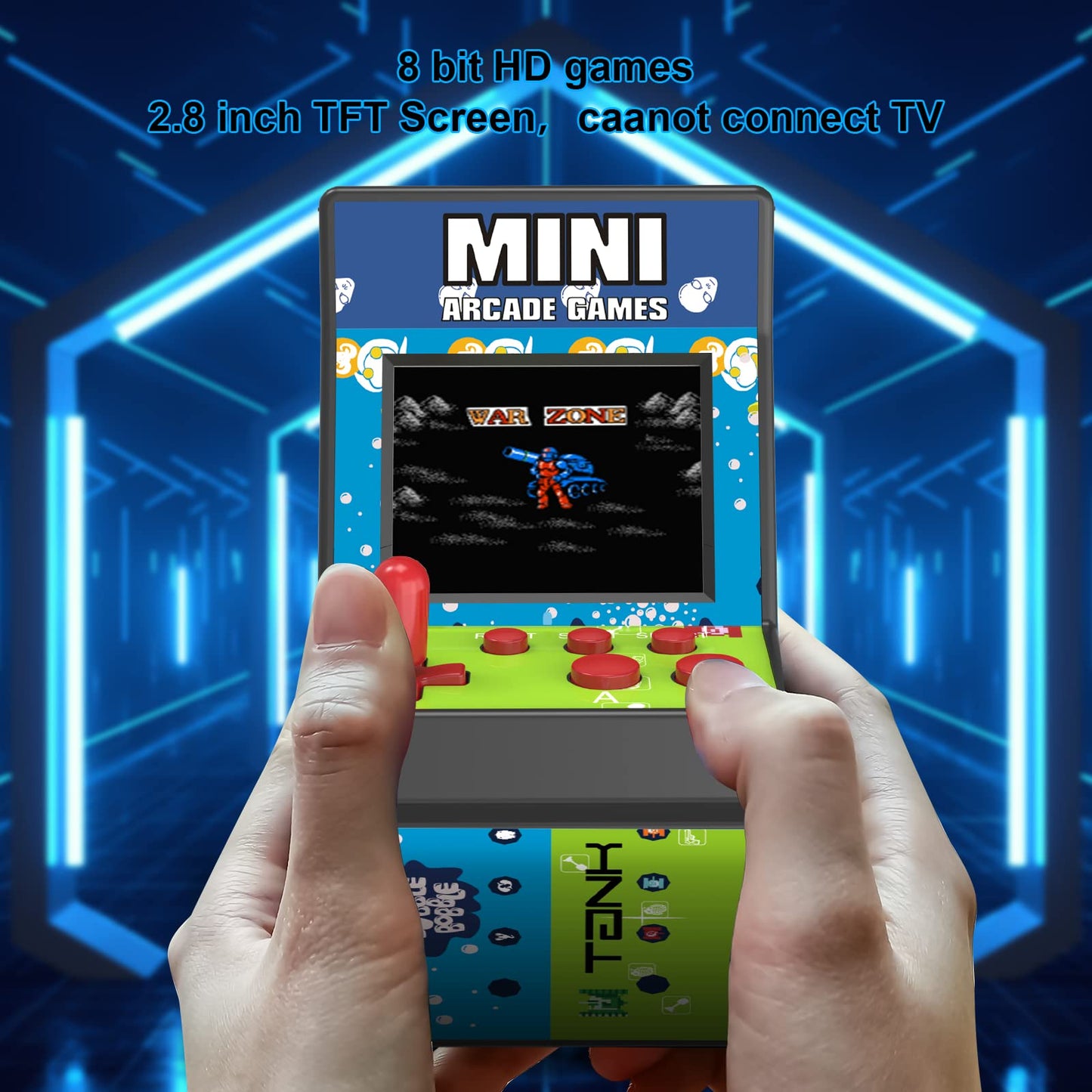E-Mods Gaming Mini Arcade Games 2.8'' Large Screen Preloaded 200 Classic Mini Handheld Arcade Game Machine For Kids,Aa Battery