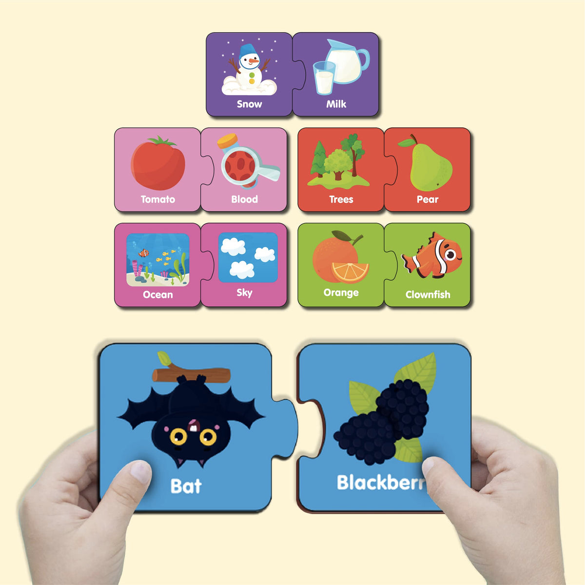 Yay Play Color Match 2 Piece Wooden Jigsaw Puzzle, Set of 6 Wooden Puzzle for Kids, Montessori Early Educational Pre School Puzz