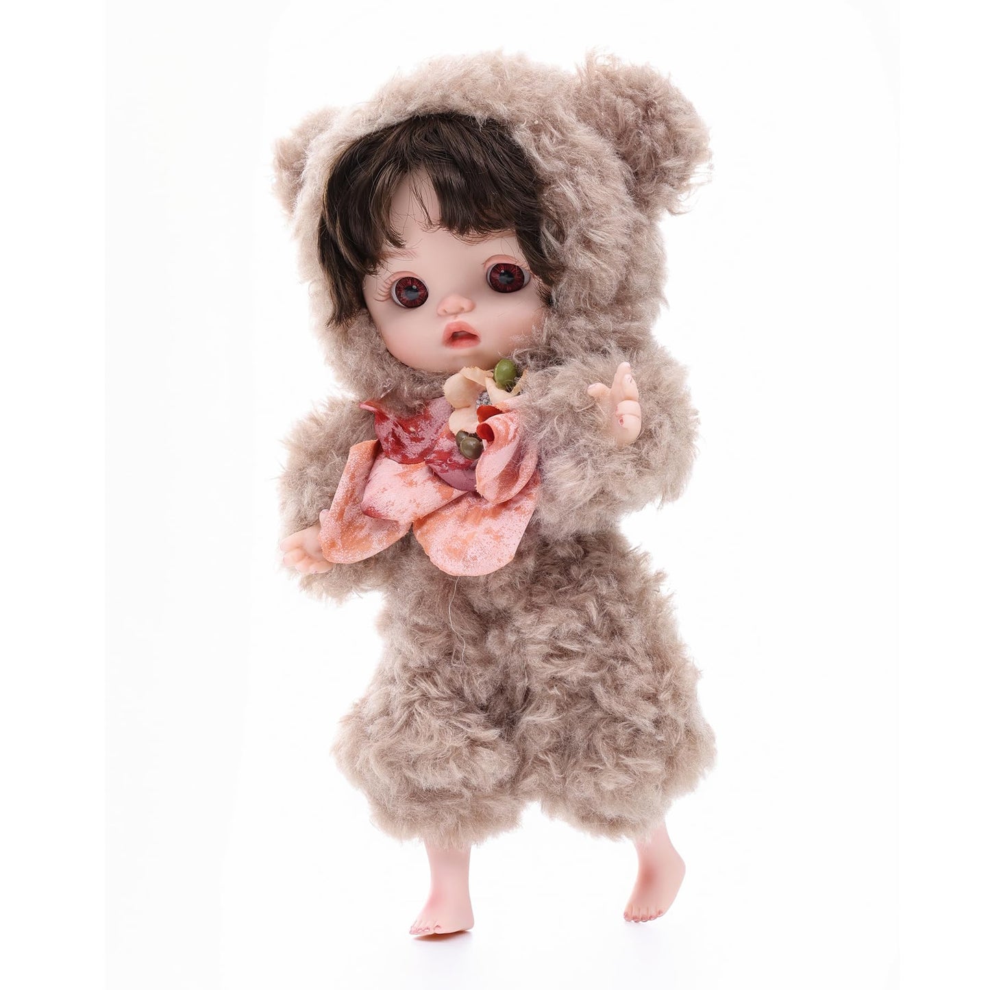 Reborn Baby Doll 10 Inch - Lifelike Full Vinyl Girl In Cozy Brown Bear Outfit - Comfort Collectible Doll Gift For Girls