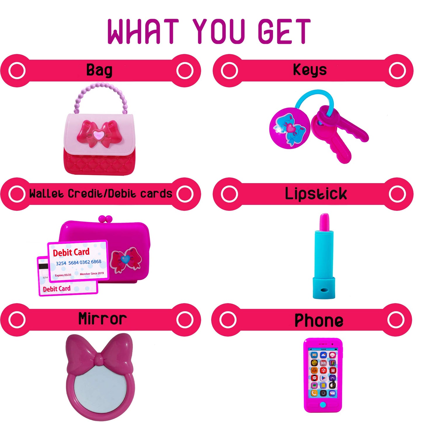 Playkidz Princess My First Purse Set - 8 Pieces Kids Play Purse And Accessories, Pretend Play Toy Set With Cool Girl Accessories