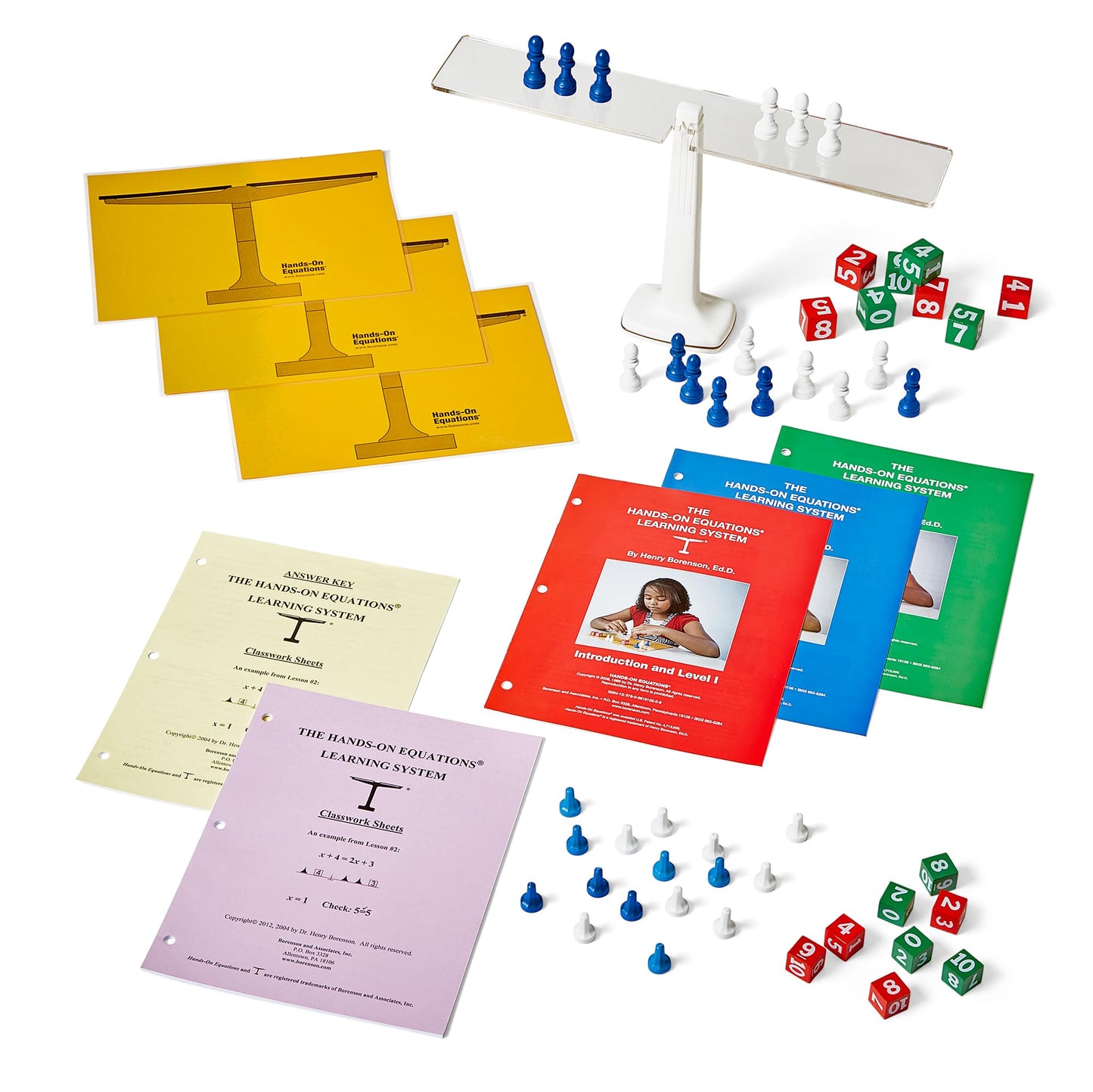 Borenson and Associates Hands-On Equations Class Set for 10 Players, Ages 8-14, Multicolor, Model 9851, Plastic