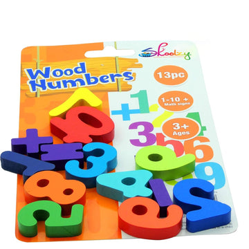 Skoolzy Rainbow Wooden Numbers Puzzle 13 Piece Set - Kids Can Learn Addition Subtraction Educational Counting Math Montessori Toys For Toddlers Preschool Wood Toy Learning Blocks For Kids Ages 3+