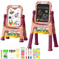 Ylovetoys Kids Art Easel, Adjustable Drawing White Board & Chalk Board, Toddler Standing Easel With Painting Accessories, Gift F