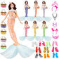 Mlcnles Mermaid Doll Dress For 11.5 Inch Dolls Clothes Include 6 Sets Mermaid Bikini Swimsuit 6 Mermaid Tail 6 Handbags 6 Crown 10 Shoes, 11.5‘’ Costume For Girls Doll Present Christmas