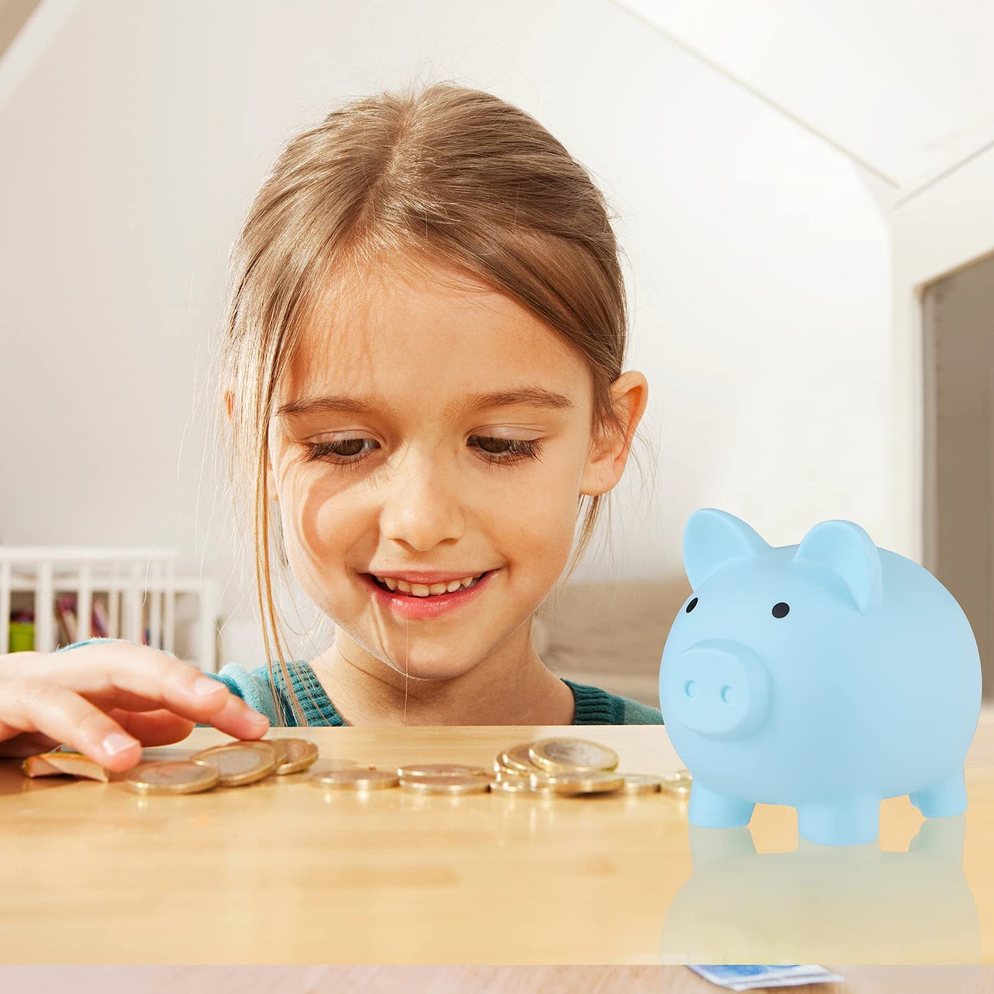 Gadiedie 2Pcs Large Piggy Bank,Coin Bank For Boys And Girls,Unbreakable Plastic Money Bank,Cute Pig Money Box,Practical Gifts Fo