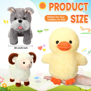Hiboom 7 Pcs Farm Stuffed Plush Animals Toys Set 8 Inch Barnyard Stuffed Animals Bulk Soft Pig Rooster Horse Duck Sheep Cow Dog