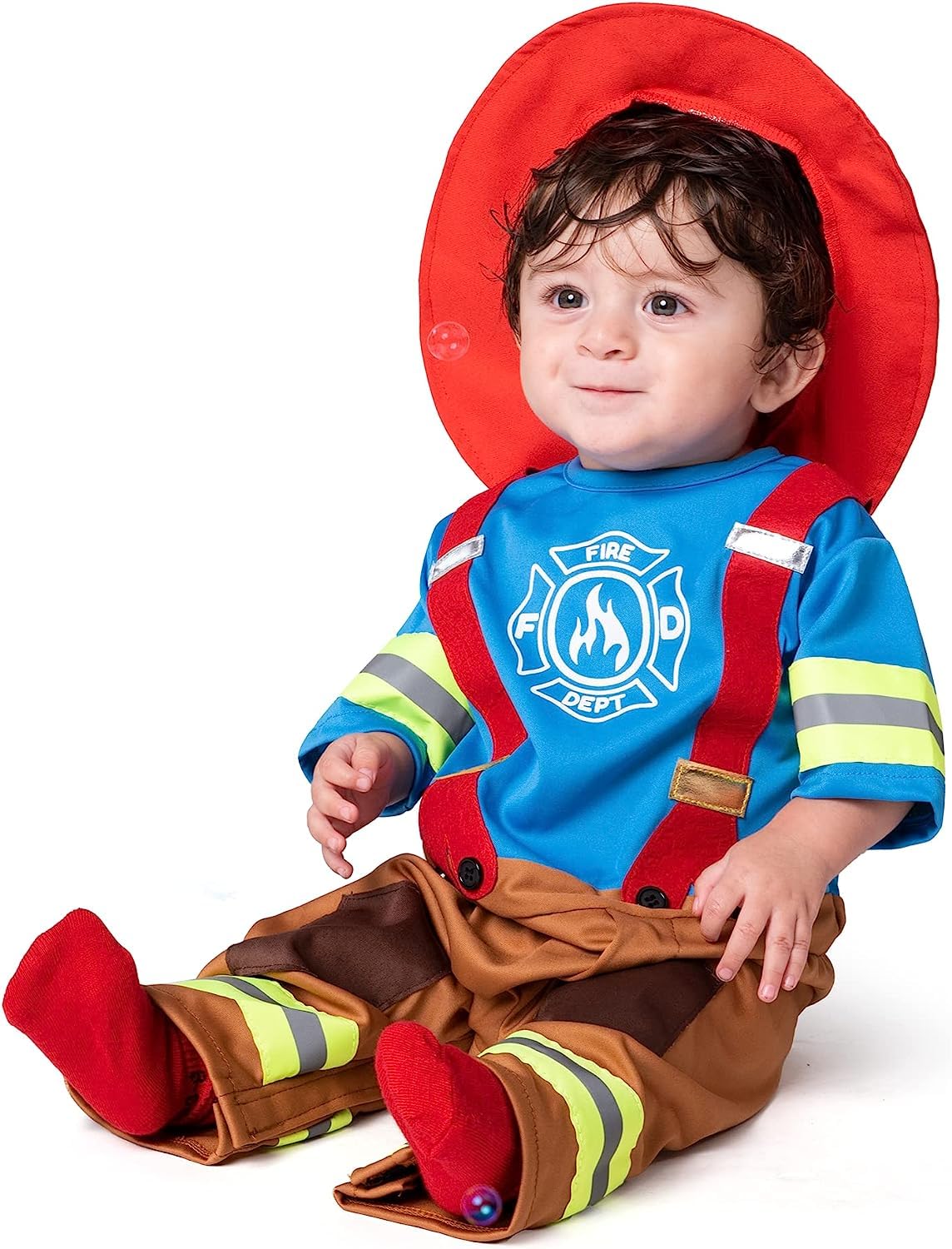 Spooktacular Creations Halloween Baby Mini Firefighter Costume  Toddler Fireman Costume Unisex for Boys and Girls Halloween Event School  Dress Up Party (18-24 months)