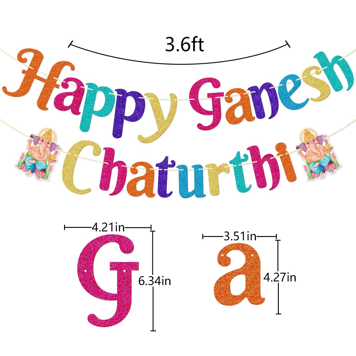 Happy Ganesh Chaturthi Banner, Ganesh Chaturthi Party Decorations, Indian Festival Themed Decor, Hindu God Decor, Pre-strung
