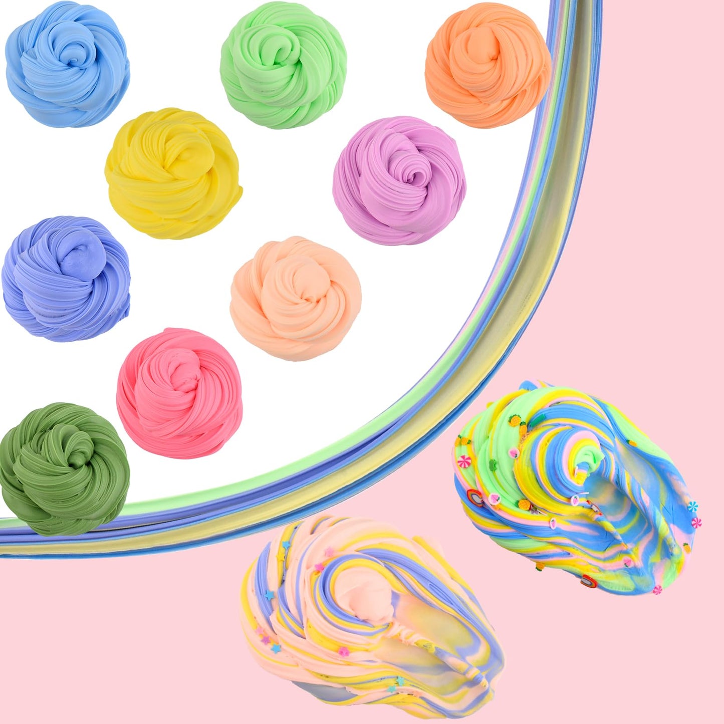 Daqushain Butter Slime Kit - 64 Pack, Super Soft & Scented, Non-Sticky DIY Putty Toys for Kids Aged 6-12, Multi-colored