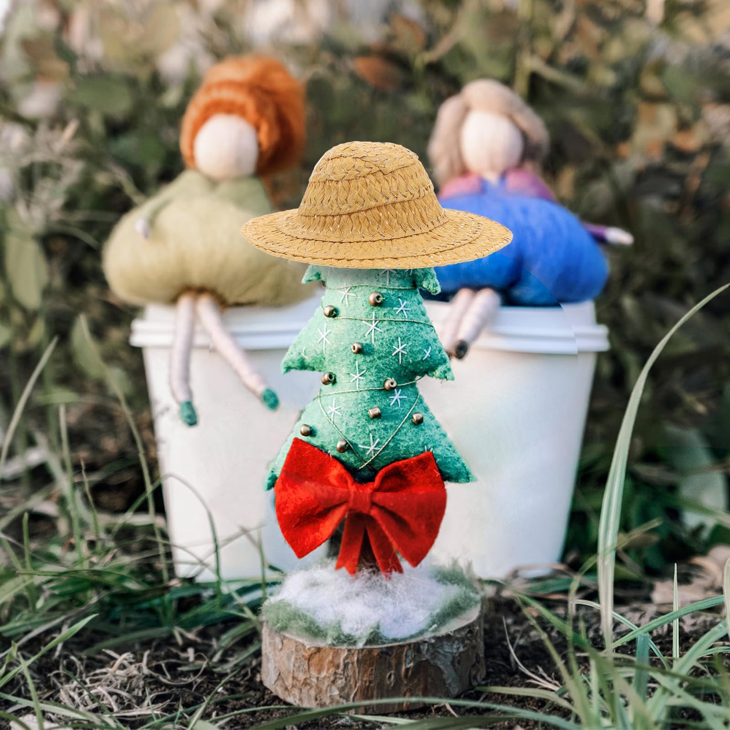 Logofun 12Pcs Miniature Woven Hats Simulated Mini Straw Hat Small Handcraft Top Hat Photo Props For Diy Crafts Dollhouse Doll Co