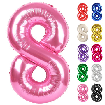 Pink Number 8 Balloon 40 Inch, 8 Balloon Number, 8Th Birthday Decorations, Pink Party Supplies For Boys Girls
