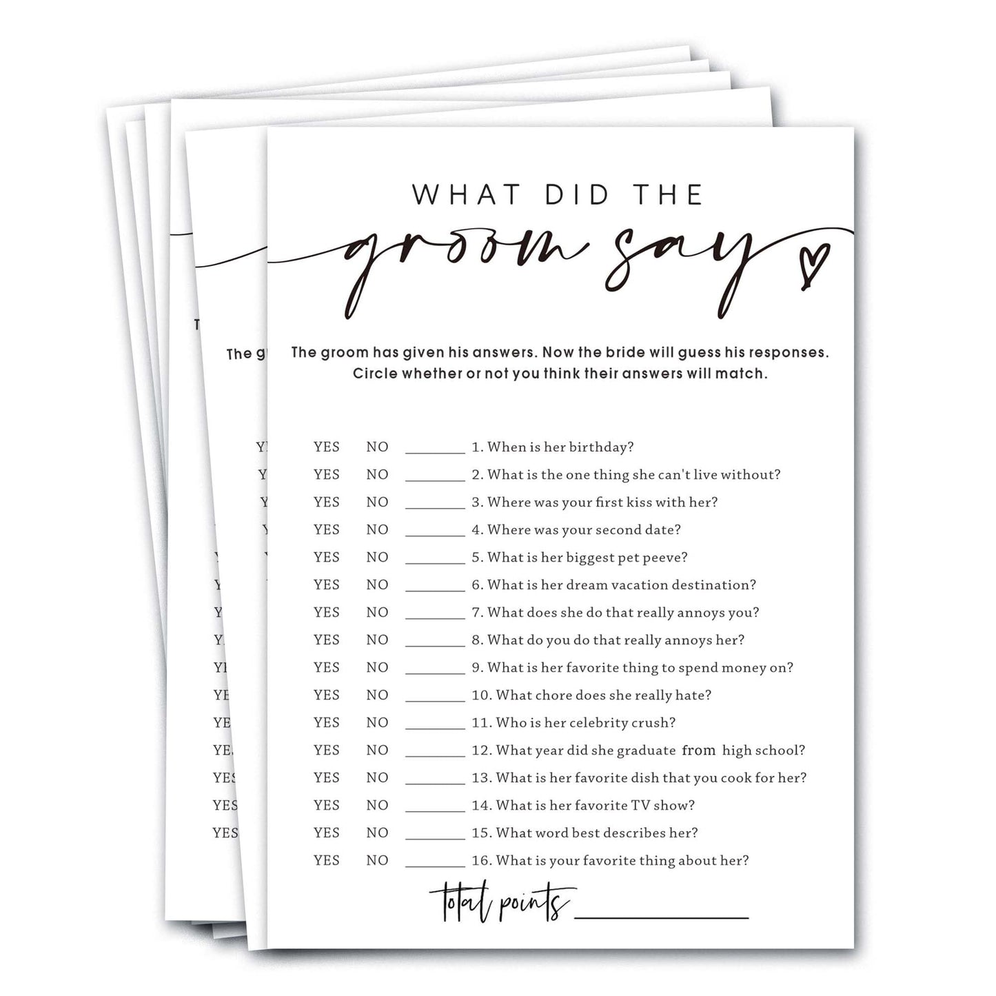 Wedding Shower Games Cards, What Did The Groom Say, Bridal Shower Games 25 Guests, Engagement Party Wedding Games For Guests, Mi