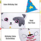Birthday Stuff Cat Plush Gift - Adorable Blue White Cat Stuffed Doll, Cute Birthday Hat And Cake, Soft Huggable For Kids' Gifts,