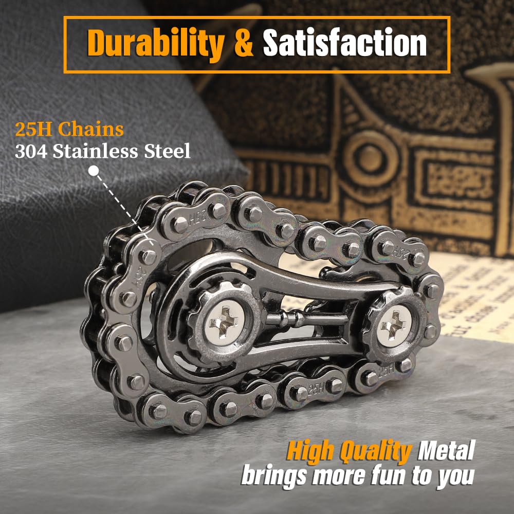 Cool Sprockets Fidget Chain, Hand Roller Toys For Kids Adults, Metal Transformable Sensory Bike Chain Gears, Edc Novelty Stress Relief Desk Office Easter Birthday Gift For Boys Girls Boyfriend Men