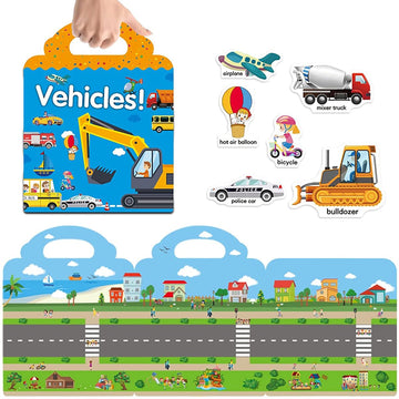 Reusable Sticker Books For Kids, Travel Removable Toddler Vehicle Sticker Books For 3 4 5 Year Old Girls Boys Birthday Gifts Educational Learning Toys For Age 3-5