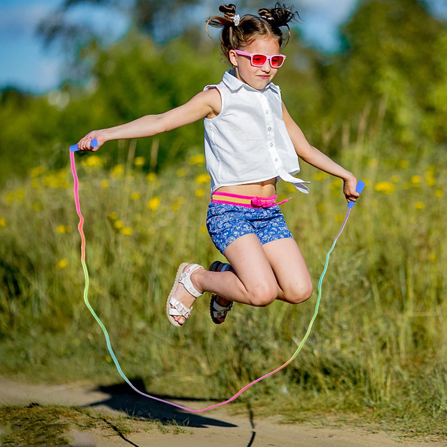 Kids Jump Rope,12 Pack Rainbow Jump Rope Set,7.2 Ft Adjustable Skipping Rope,Durable Jump Ropes With Plastic Handles,Vibrant Jum