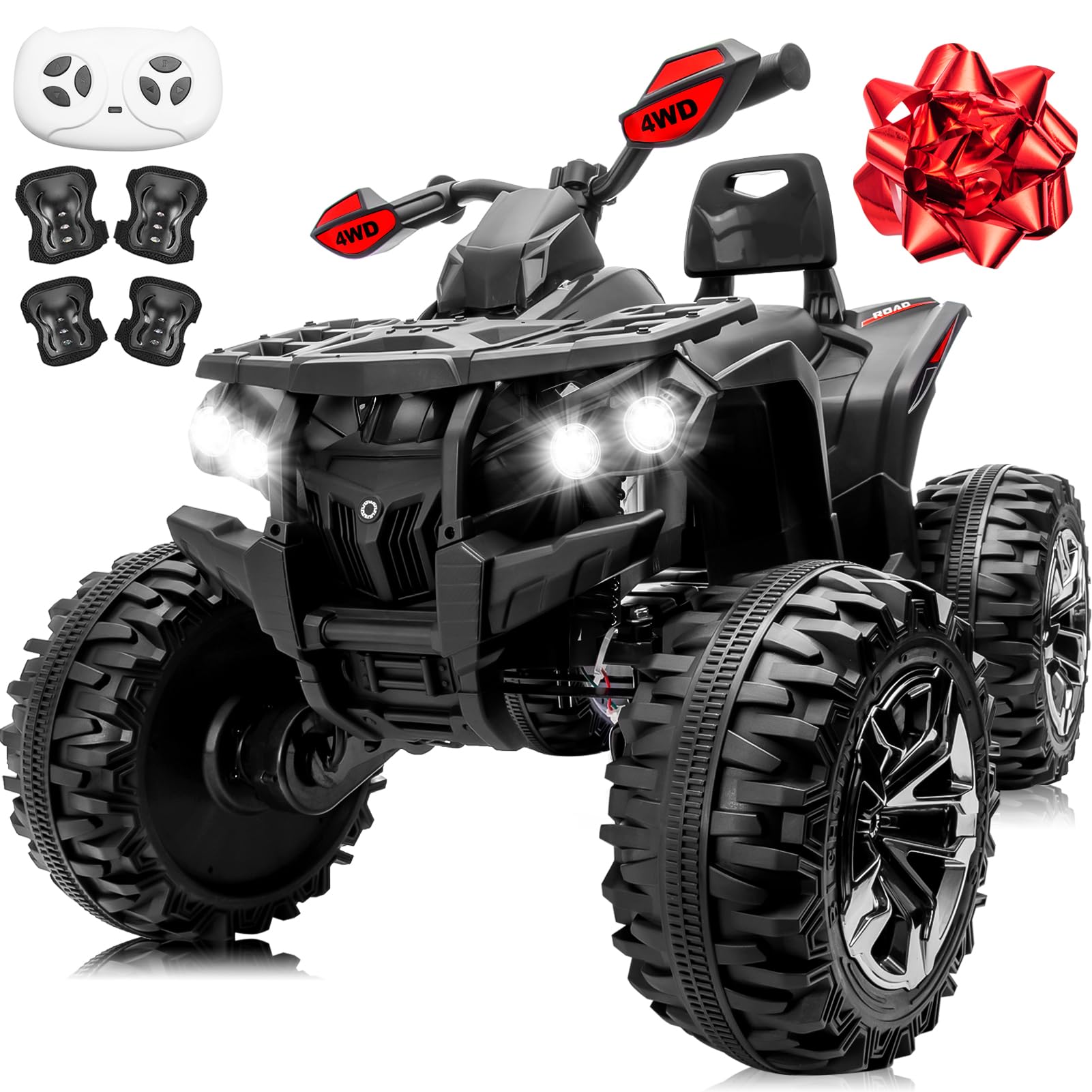 24V 2 Seater Ride on Car for Big Kids, MOEYURO 4x4 Kids Quad ATV 800W Powerful Engines, 9AH Battery Powered Electric Vehicle w/K
