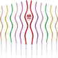 BBTO 48 Pieces Twisty Birthday Spiral Cake Candles with Holders Long Thin Curly Coil Metallic Cake Cupcake Candles for Birthday 