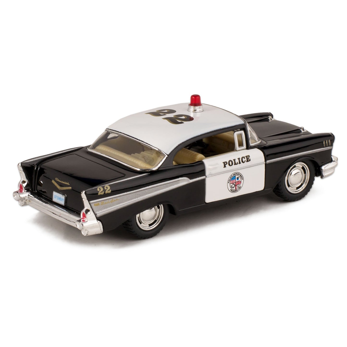 KiNSMART 1957 Bel Air Police Car Die Cast Metal Toy, 5 Inch, Red, Model 5323D-KIT-POLICE