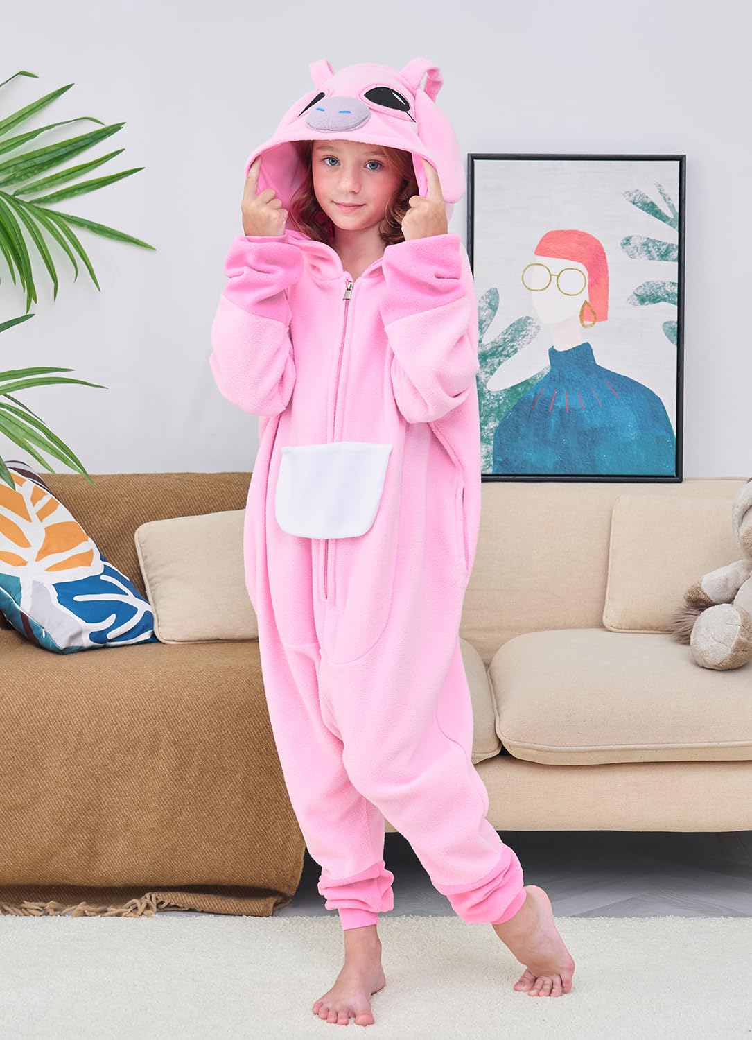 Cuteplush Kids Animal Onesie Pajamas Halloween Cosplay Costume 6 Years Pink
